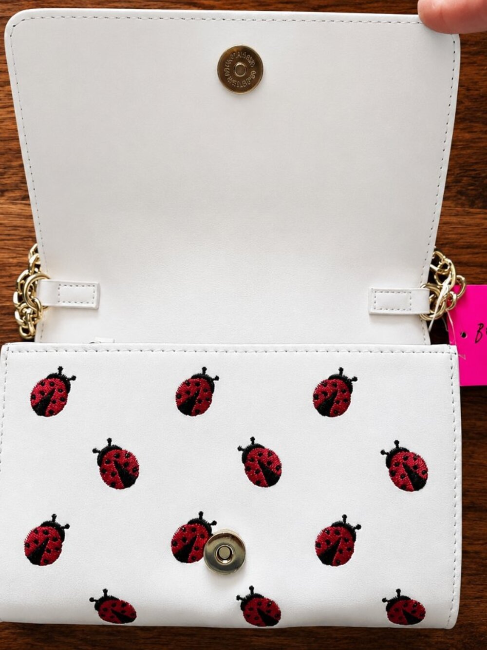 Betsey Johnson New White Ladybug Crossbody Bag Embroidered NWT - Picture 4 of 7